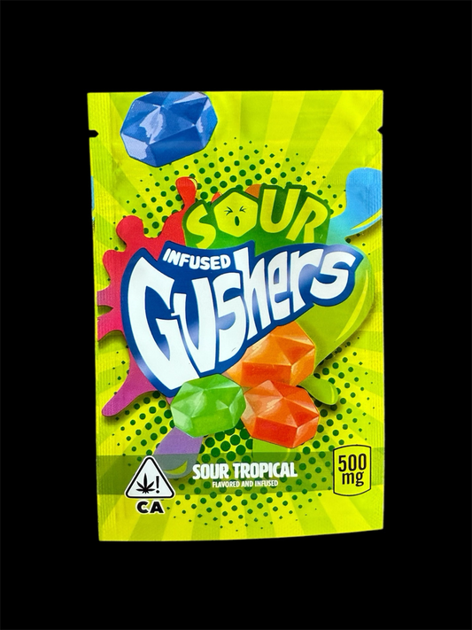 EDIBLE Bags SOUR INFUSED GUSHERS SOUR TROPICAL leer