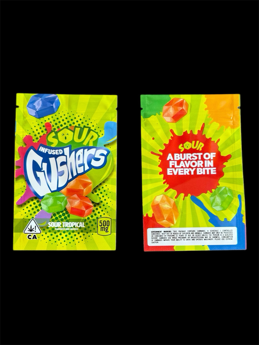 EDIBLE Bags SOUR INFUSED GUSHERS SOUR TROPICAL leer